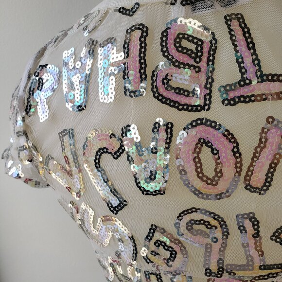 Silver Pink Sequin Letter Mesh Skirt Crop Top from Monster High Wardrobe - Picture 7 of 12